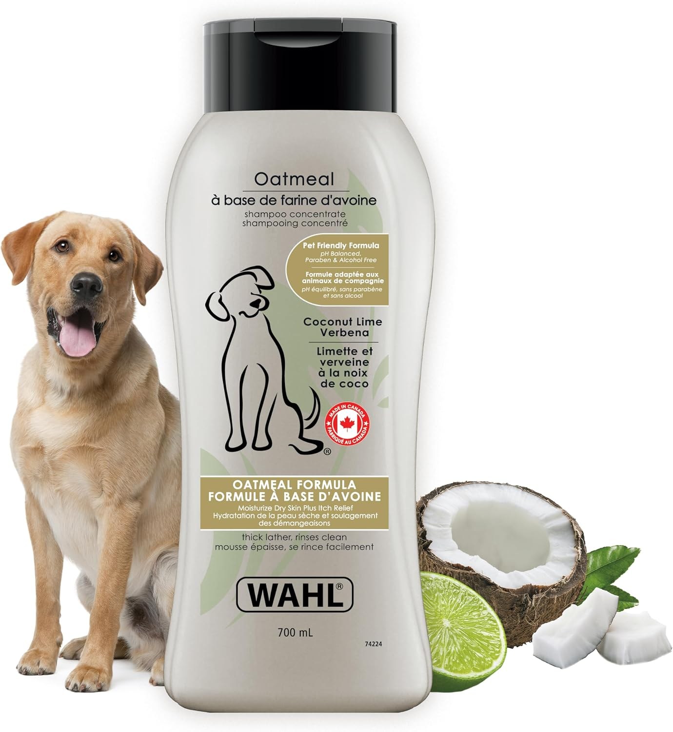 Wahl USA Dry Skin and Itch Relief Pet Shampoo for Dogs oatmeal formula bottle
