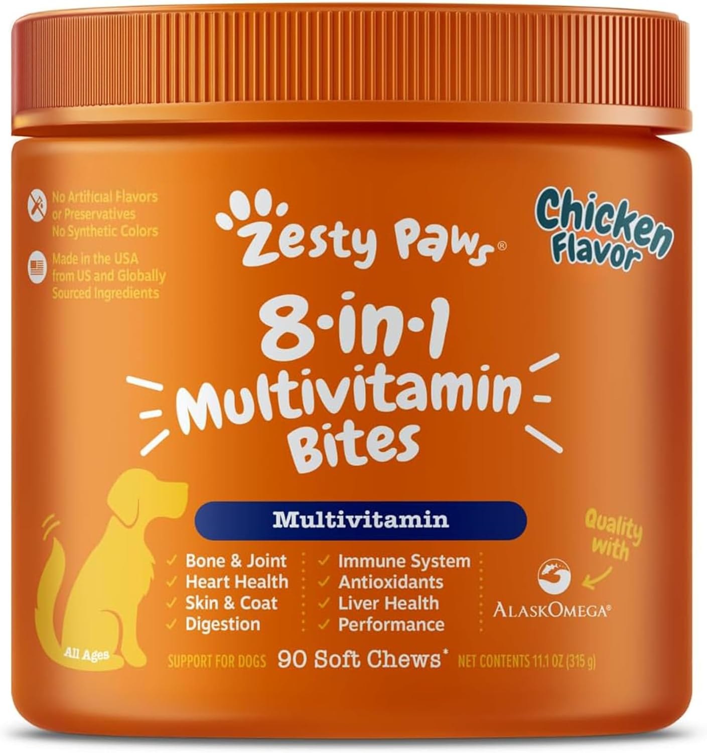 Zesty Paws 8-in-1 Multivitamin Bites for Dogs packaging