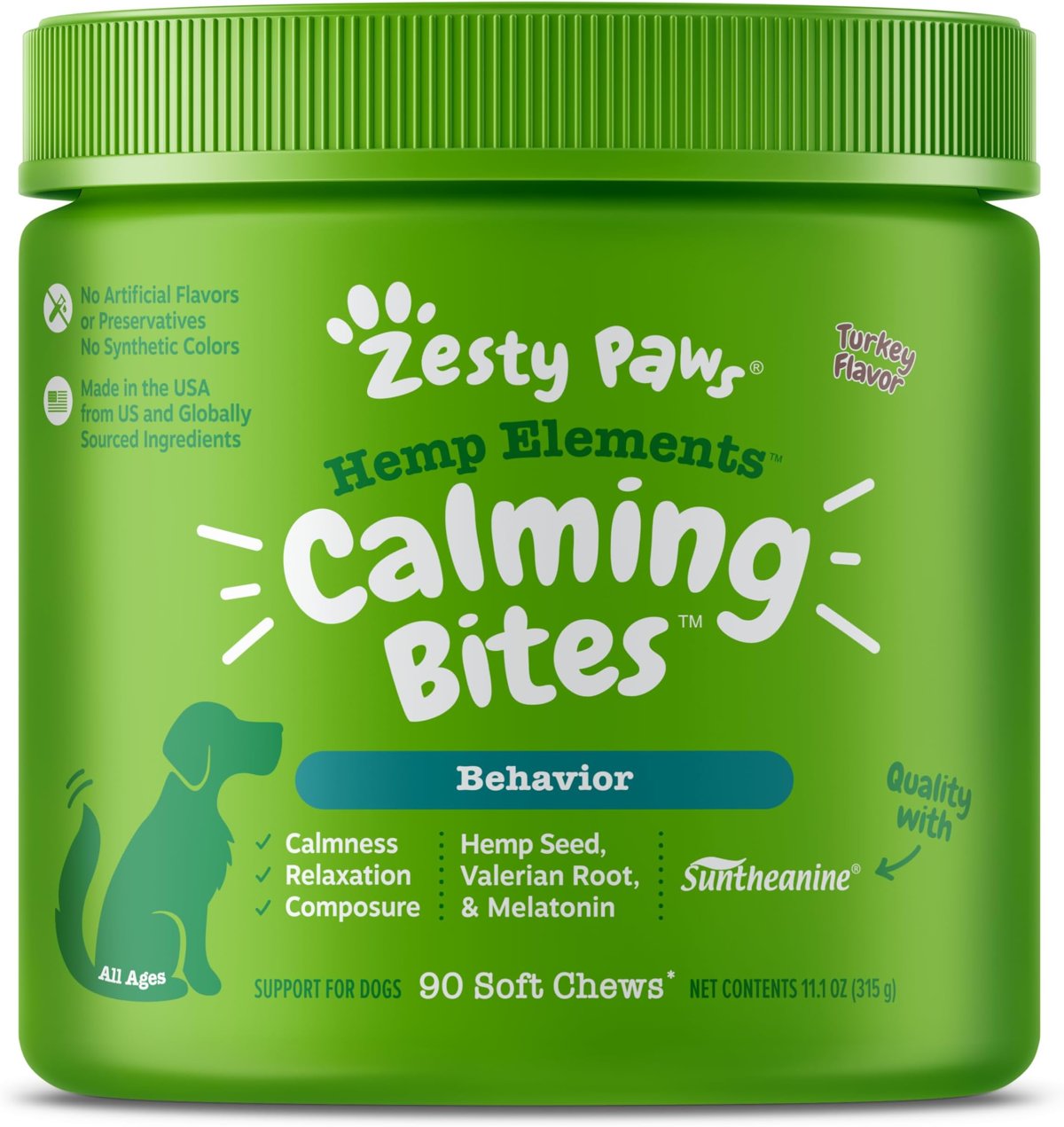 Zesty Paws calming dog chews container