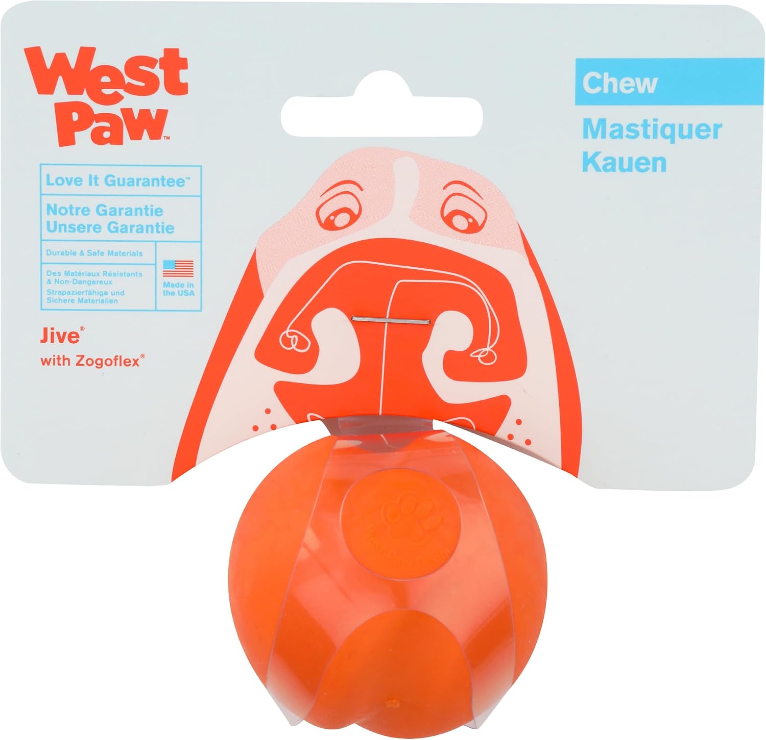 WEST PAW Zogoflex Jive Ball Dog Chew Toy – Bouncing Toys for Dogs, Fetch, Catch, Chewing, Play – Floatable,