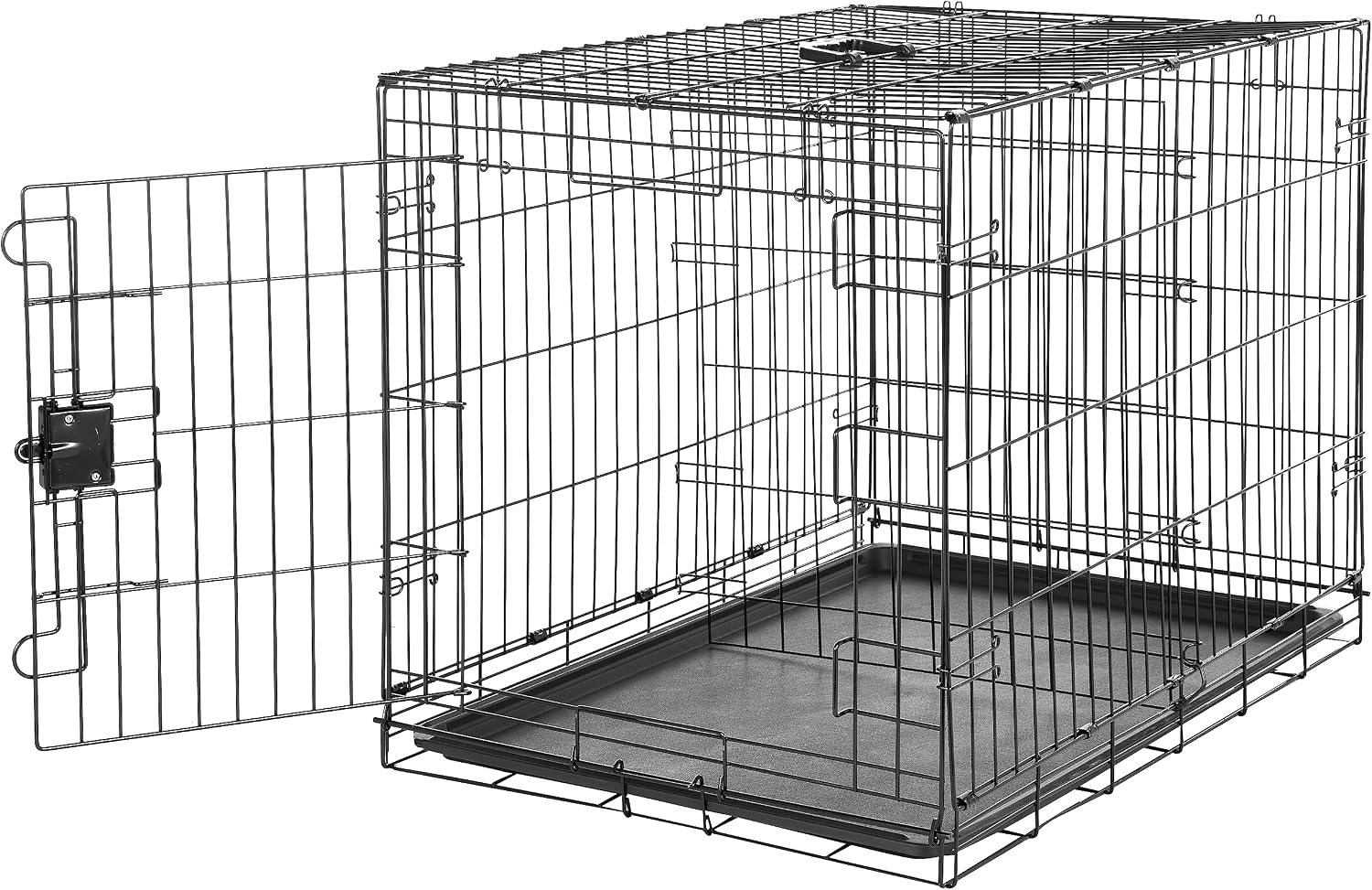 Amazon Basics Portable Metal Wire Dog Crate with Removable Tray, Single Door with Divider Panel, Foldable,