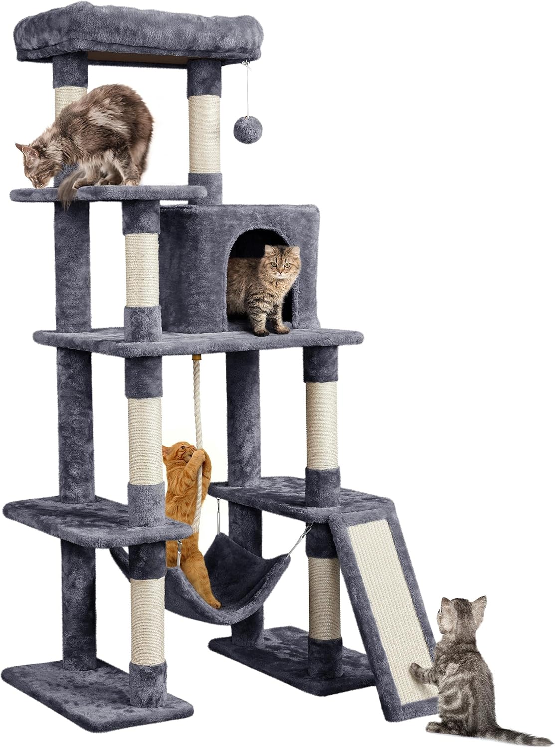 Yaheetech 63-inch multi-level cat tree with sisal posts and condo