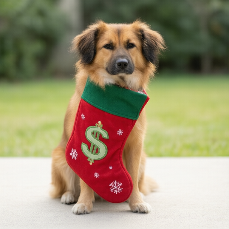 25 Dollars of Personalized Dog Christmas Stockings. The Cheap One Embroidered Best.