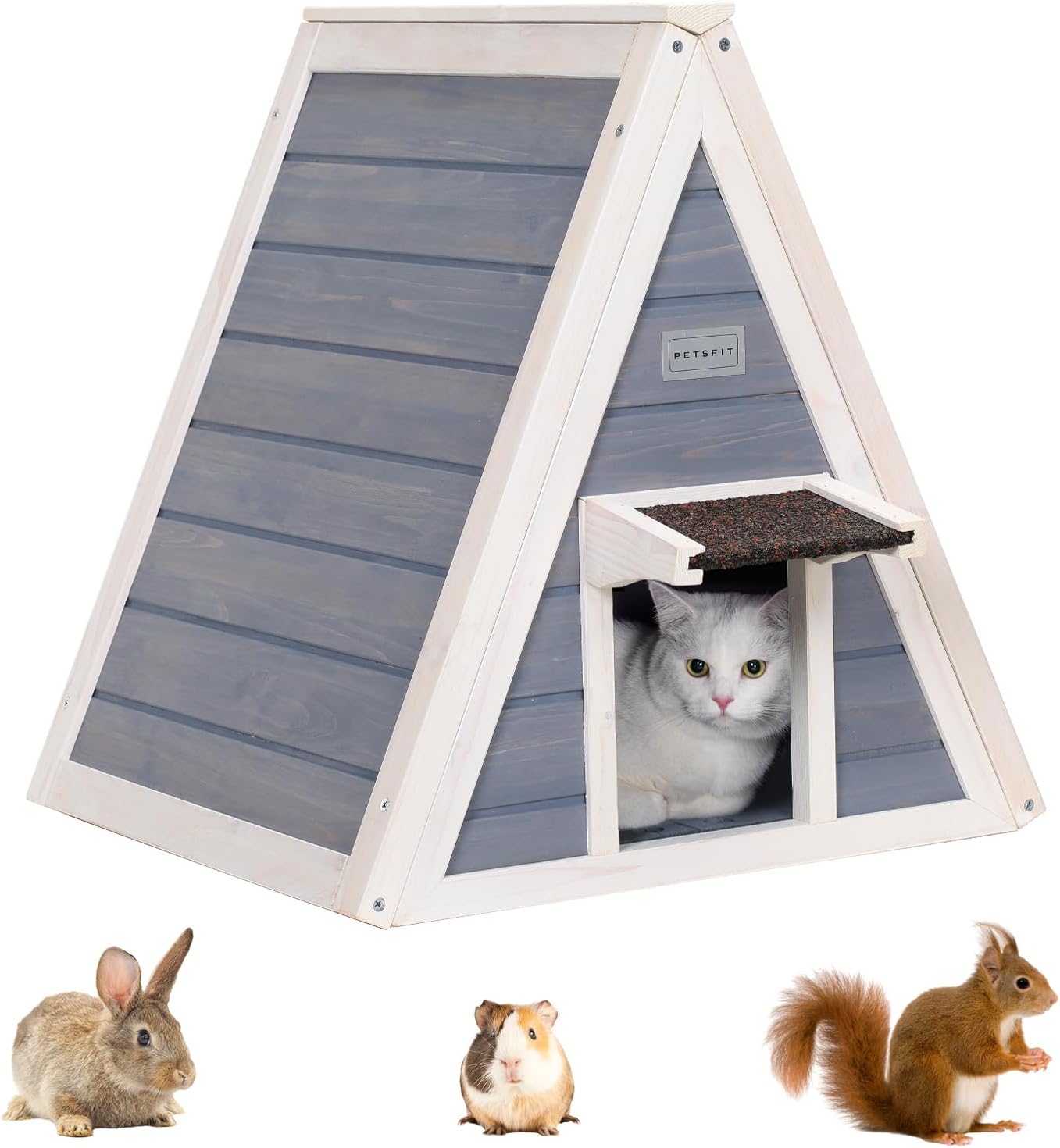Petsfit outdoor cat house with waterproof roof and elevated floor