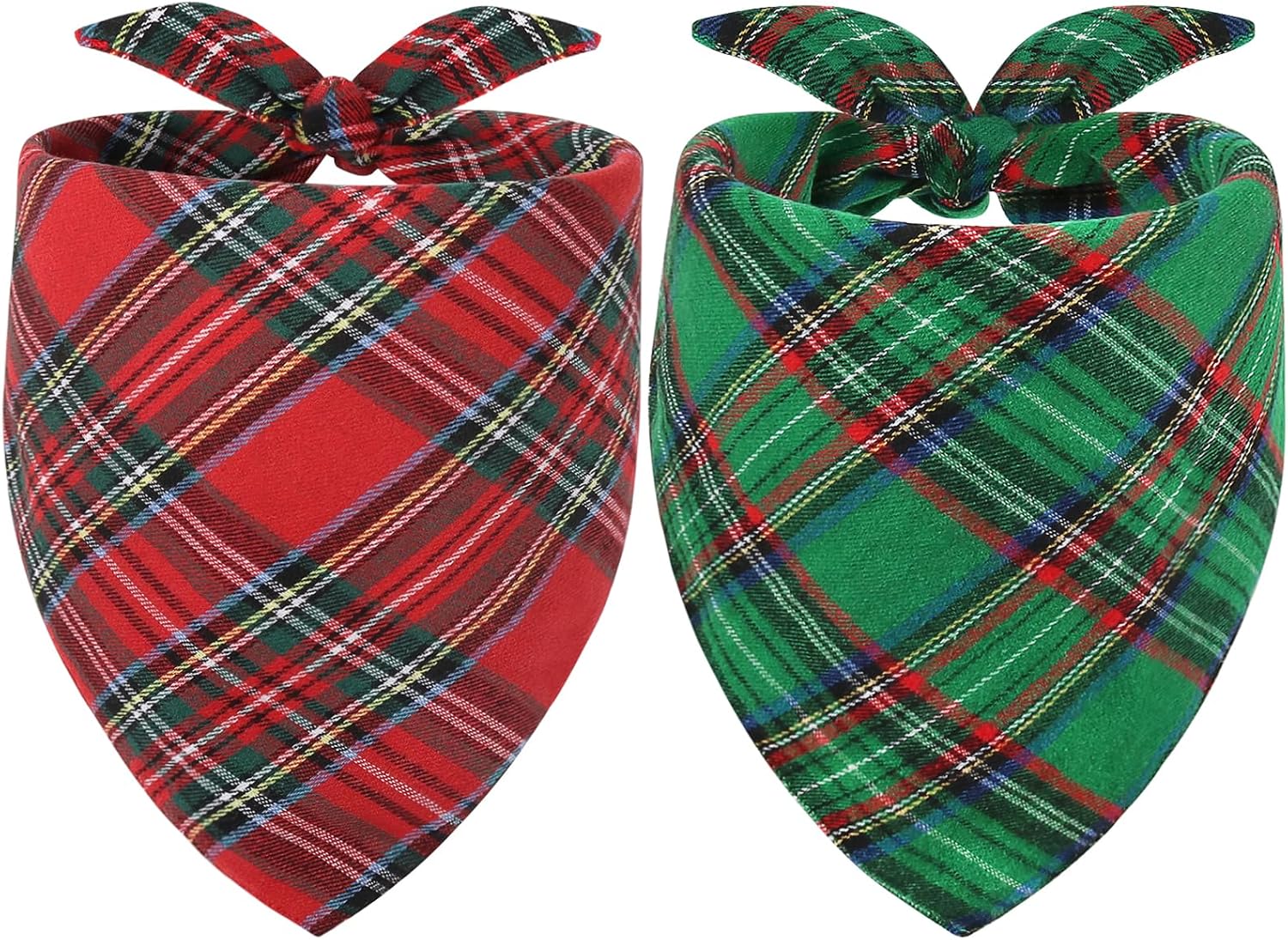 Vivifying plaid Christmas dog bandana 2-pack
