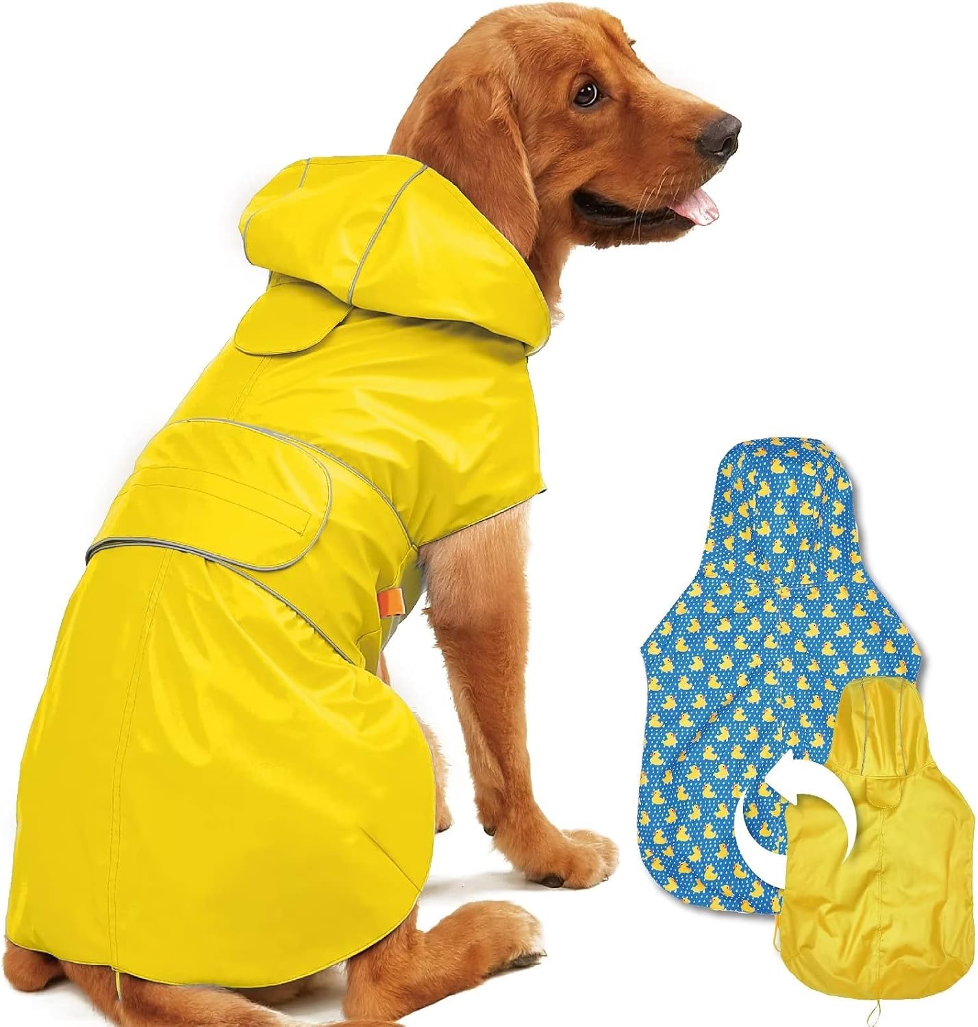 Kimee Dog Raincoat Waterproof Dog Rain Jacket for Small to 3X-Large Dogs, L