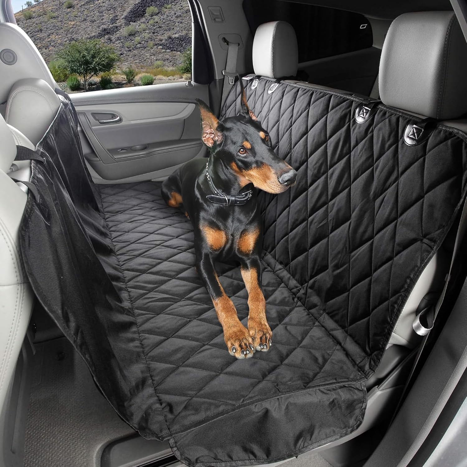 4Knines heavy-duty rear seat cover for dogs in black