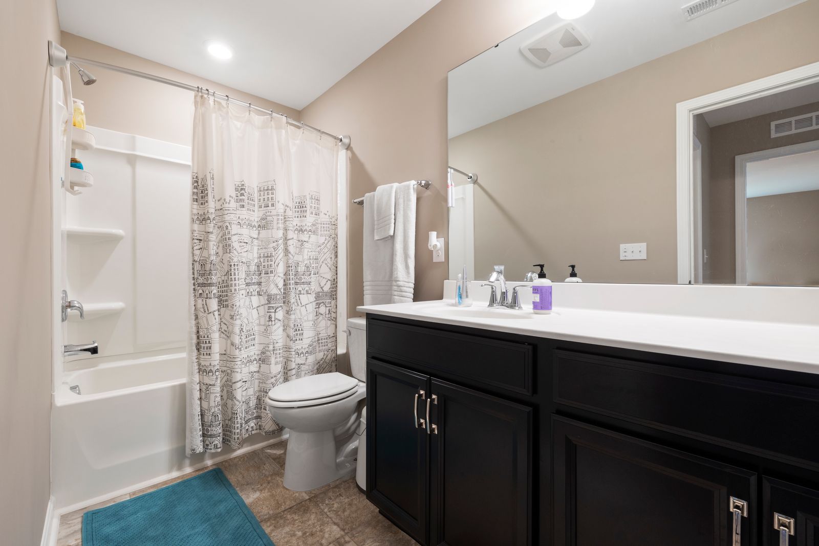 Clean modern bathroom interior with white fixtures