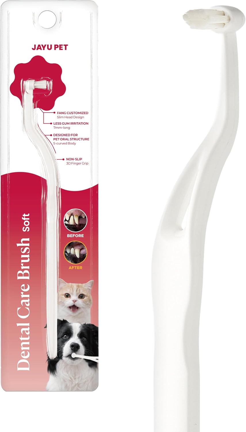 JAYU PET dental care brush with soft bristles for dogs and cats