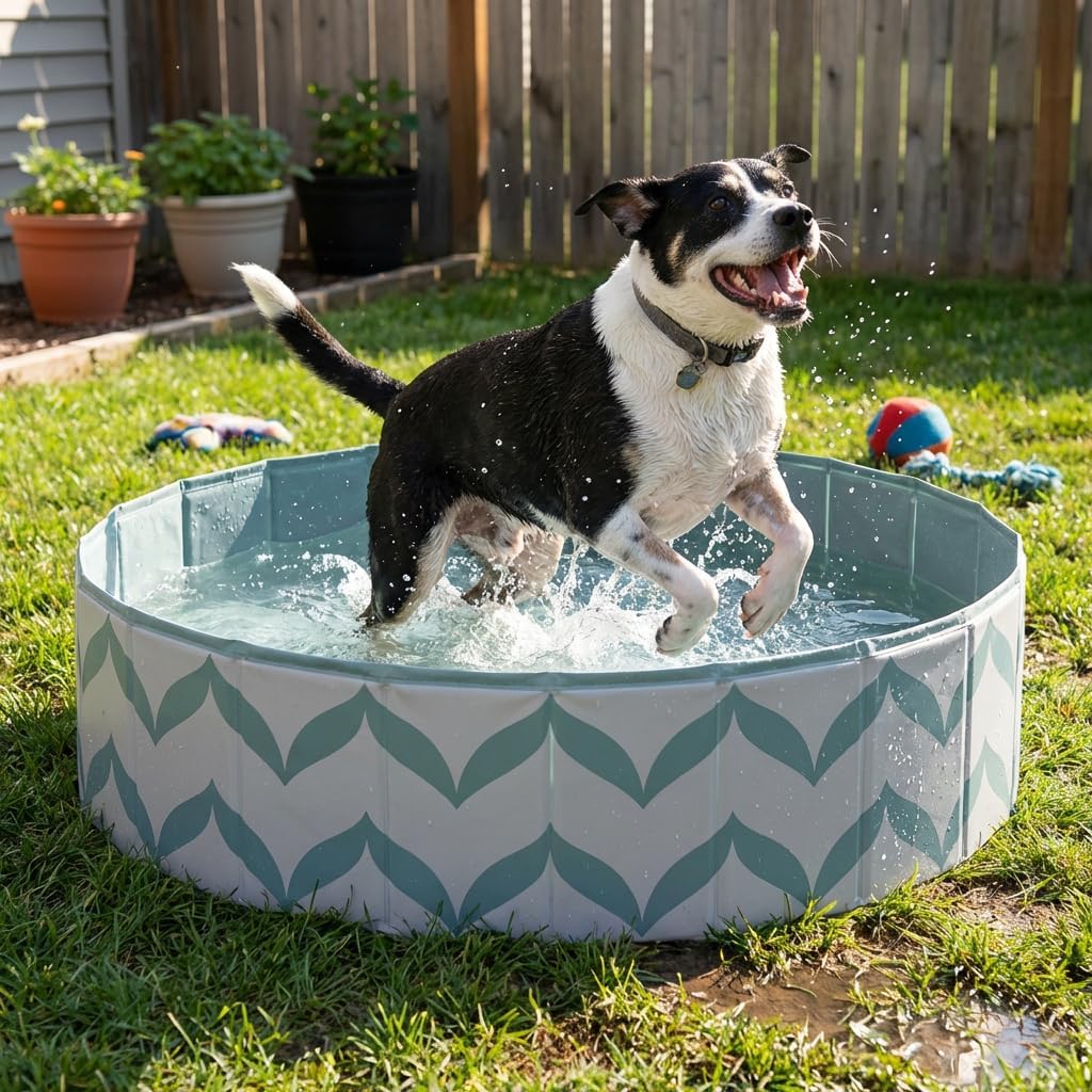 Furrybaby Dog Pool Heavy-Duty Non-Slip Portable Foldable Stylish Patterned