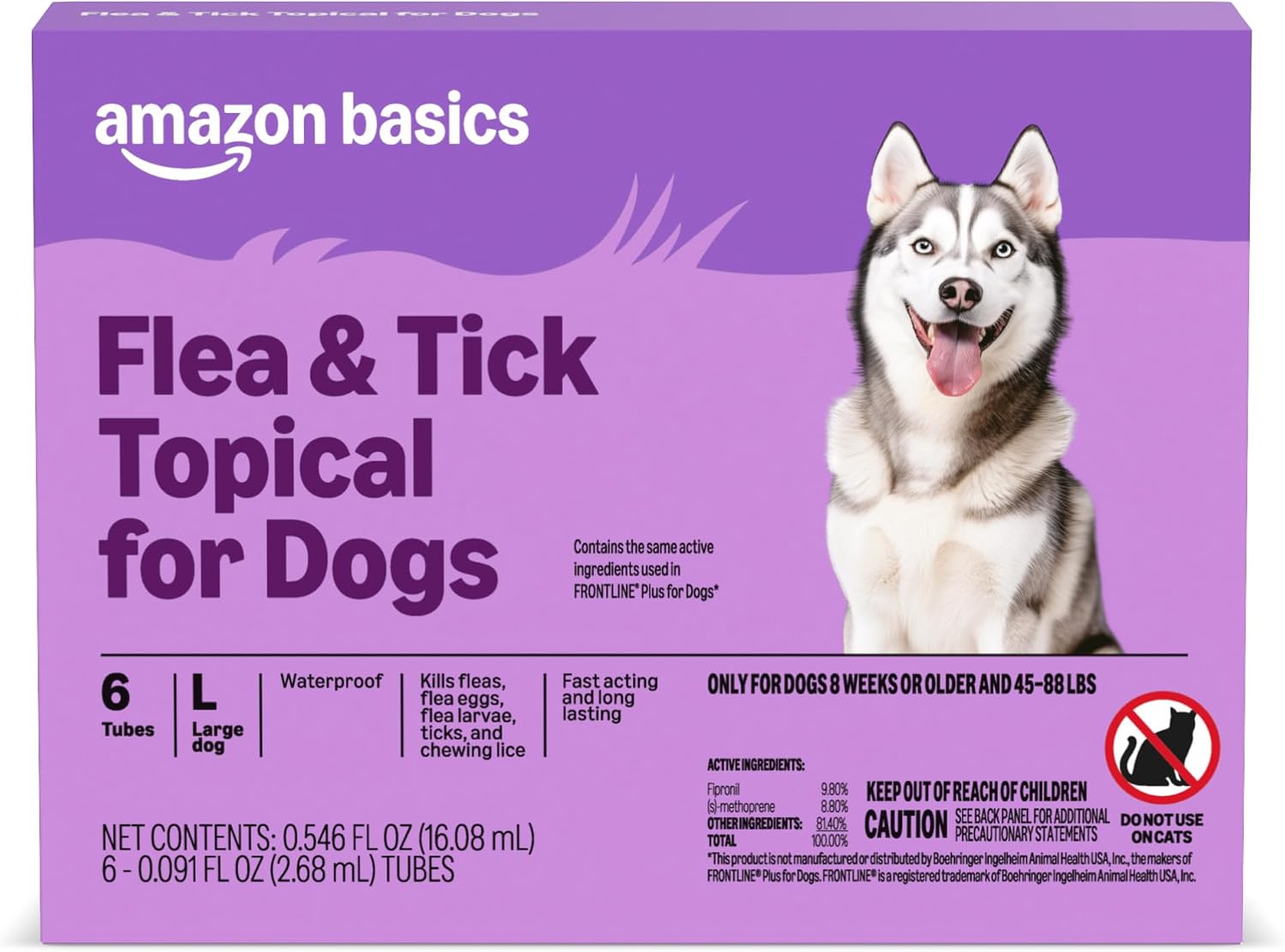 Amazon Basics flea and tick topical treatment for large dogs — real product photo