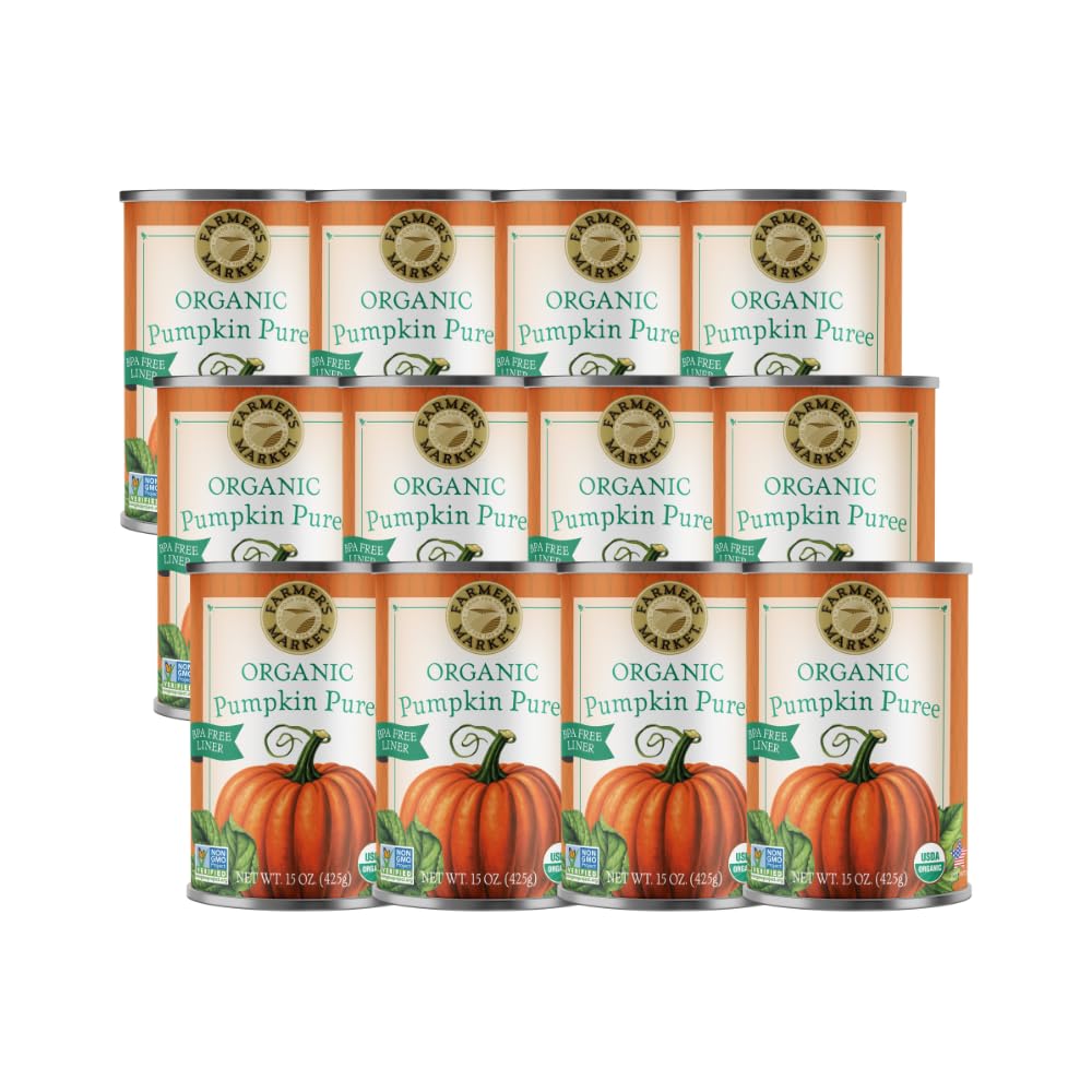 Farmer's Market organic pumpkin puree, 15-ounce cans in a 12-pack case