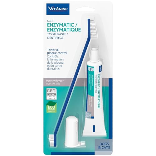 C.E.T. Oral Hygiene Kit for Dogs, Poultry flavor Toothpaste with Toothbrush