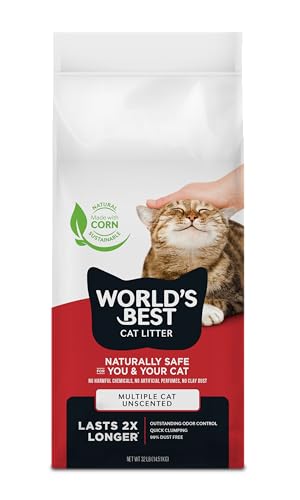 World's Best Cat Litter Multiple Cat, Unscented, Odor Control, 32 lb Bag